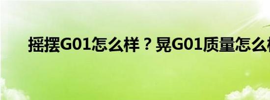 摇摆G01怎么样？晃G01质量怎么样？