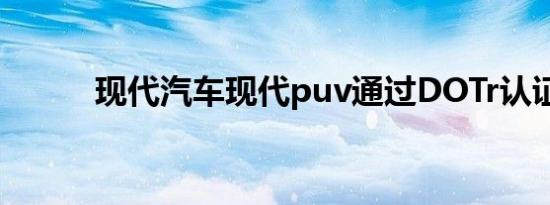 现代汽车现代puv通过DOTr认证