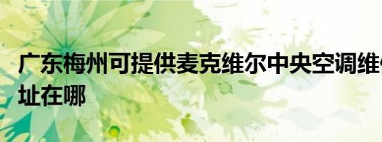 广东梅州可提供麦克维尔中央空调维修服务地址在哪