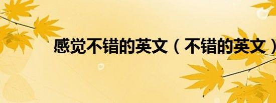 感觉不错的英文（不错的英文）