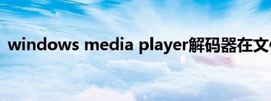 windows media player解码器在文件那里