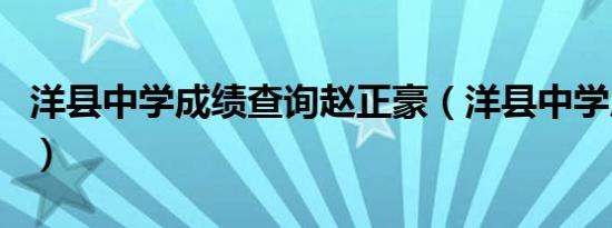 洋县中学成绩查询赵正豪（洋县中学成绩查询）