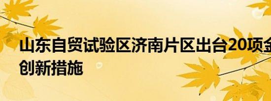 山东自贸试验区济南片区出台20项金融改革创新措施