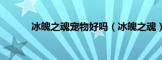 冰魄之魂宠物好吗（冰魄之魂）
