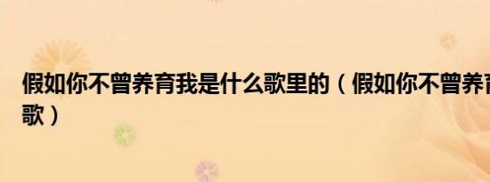 假如你不曾养育我是什么歌里的（假如你不曾养育我是什么歌）