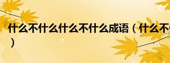 什么不什么什么不什么成语（什么不什么什么）