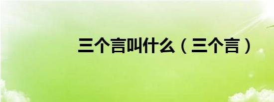 三个言叫什么（三个言）