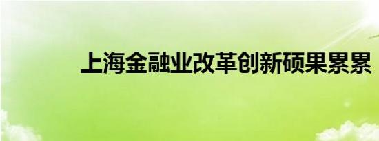 上海金融业改革创新硕果累累