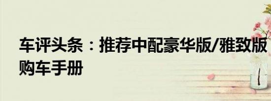 车评头条：推荐中配豪华版/雅致版 DS 5LS购车手册