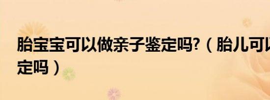 胎宝宝可以做亲子鉴定吗?（胎儿可以亲子鉴定吗）
