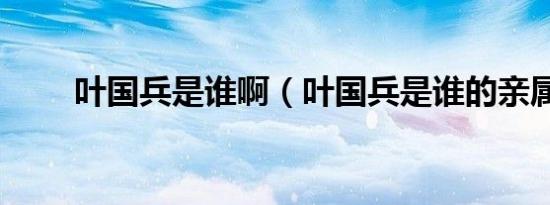叶国兵是谁啊（叶国兵是谁的亲属）