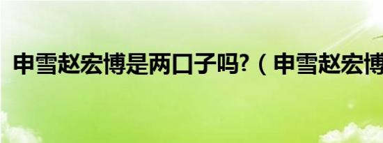 申雪赵宏博是两口子吗?（申雪赵宏博二胎）
