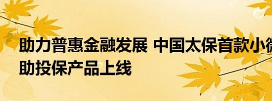 助力普惠金融发展 中国太保首款小微企业自助投保产品上线