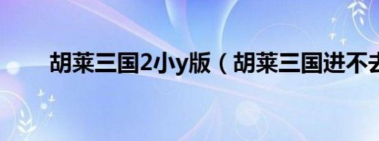 胡莱三国2小y版（胡莱三国进不去）