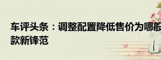 车评头条：调整配置降低售价为哪般试2018款新锋范