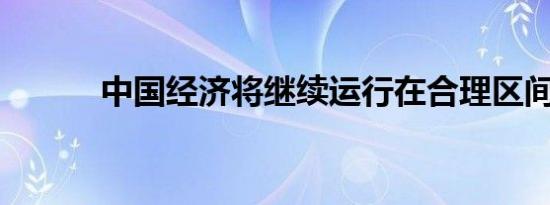 中国经济将继续运行在合理区间