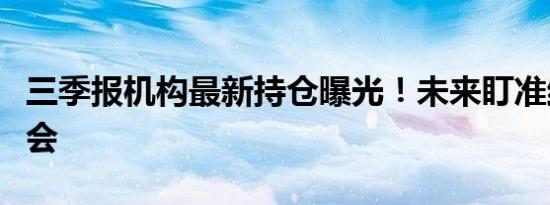 三季报机构最新持仓曝光！未来盯准结构性机会