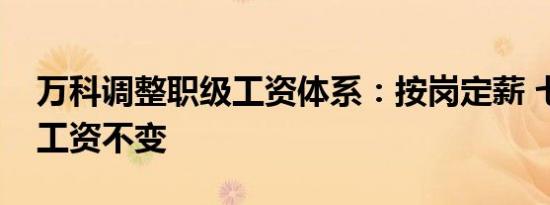 万科调整职级工资体系：按岗定薪 七成人员工资不变