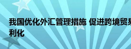 我国优化外汇管理措施 促进跨境贸易投资便利化