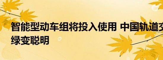 智能型动车组将投入使用 中国轨道交通业变绿变聪明