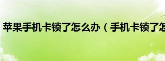 苹果手机卡锁了怎么办（手机卡锁了怎么办）