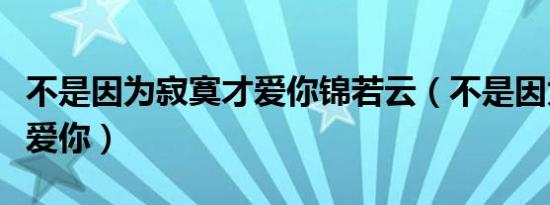 不是因为寂寞才爱你锦若云（不是因为寂寞才爱你）