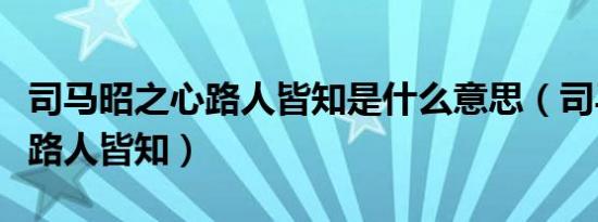司马昭之心路人皆知是什么意思（司马昭之心路人皆知）