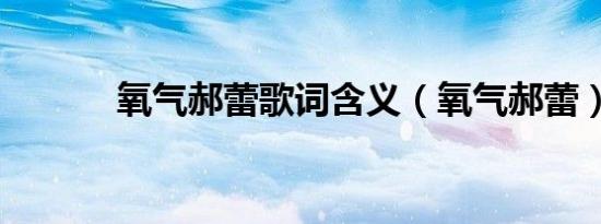 氧气郝蕾歌词含义（氧气郝蕾）