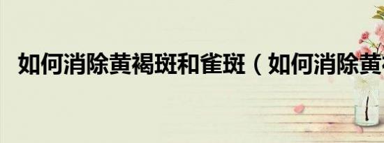如何消除黄褐斑和雀斑（如何消除黄褐斑）