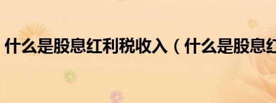 什么是股息红利税收入（什么是股息红利税）