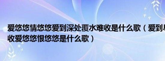 爱悠悠情悠悠爱到深处覆水难收是什么歌（爱到尽头覆水难收爱悠悠恨悠悠是什么歌）