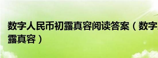 数字人民币初露真容阅读答案（数字人民币初露真容）
