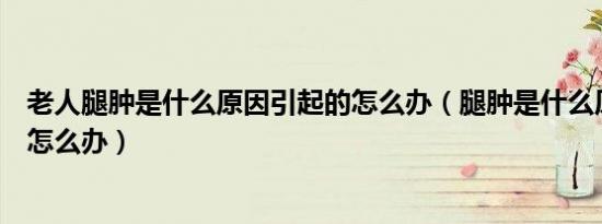 老人腿肿是什么原因引起的怎么办（腿肿是什么原因引起的怎么办）