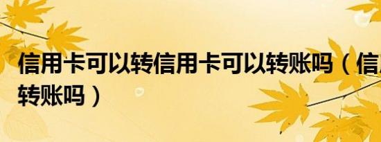 信用卡可以转信用卡可以转账吗（信用卡可以转账吗）