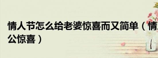 情人节怎么给老婆惊喜而又简单（情人节给老公惊喜）