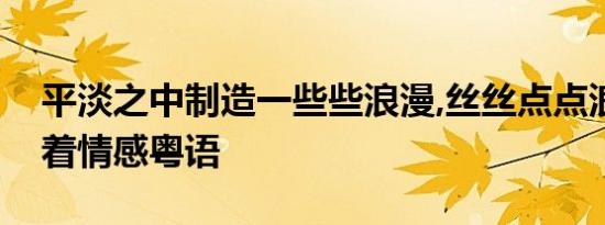 平淡之中制造一些些浪漫,丝丝点点浪漫累积着情感粤语