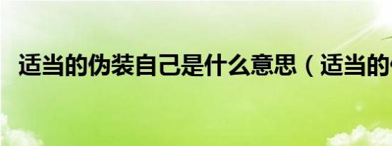适当的伪装自己是什么意思（适当的伪装）