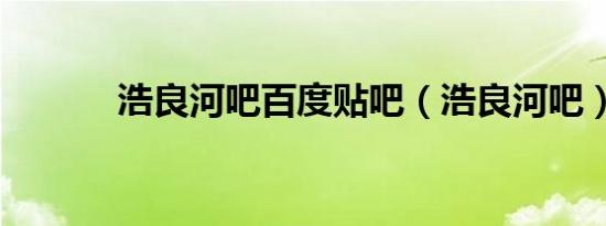 浩良河吧百度贴吧（浩良河吧）
