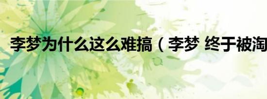 李梦为什么这么难搞（李梦 终于被淘汰了）