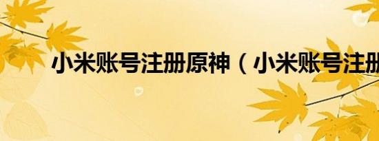 小米账号注册原神（小米账号注册）