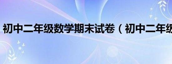 初中二年级数学期末试卷（初中二年级数学）