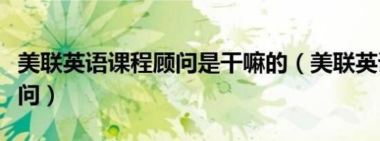 美联英语课程顾问是干嘛的（美联英语课程顾问）