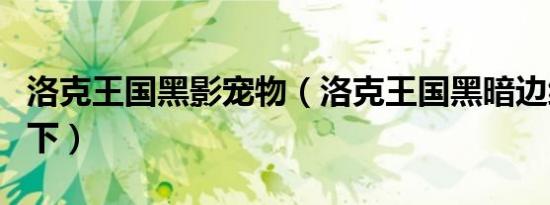 洛克王国黑影宠物（洛克王国黑暗边缘的宠物下）