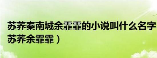 苏荞秦南城余霏霏的小说叫什么名字（秦南城苏荞余霏霏）