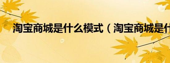 淘宝商城是什么模式（淘宝商城是什么）