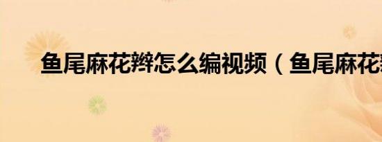 鱼尾麻花辫怎么编视频（鱼尾麻花辫）
