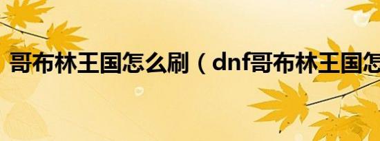 哥布林王国怎么刷（dnf哥布林王国怎么打）
