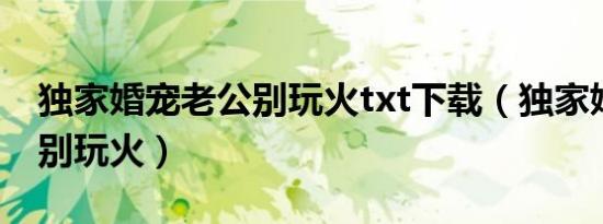 独家婚宠老公别玩火txt下载（独家婚宠老公别玩火）