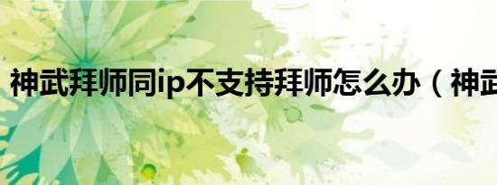 神武拜师同ip不支持拜师怎么办（神武拜师）
