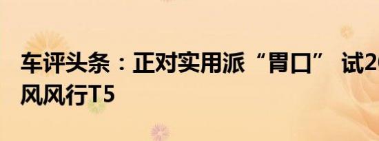 车评头条：正对实用派“胃口” 试2021款东风风行T5
